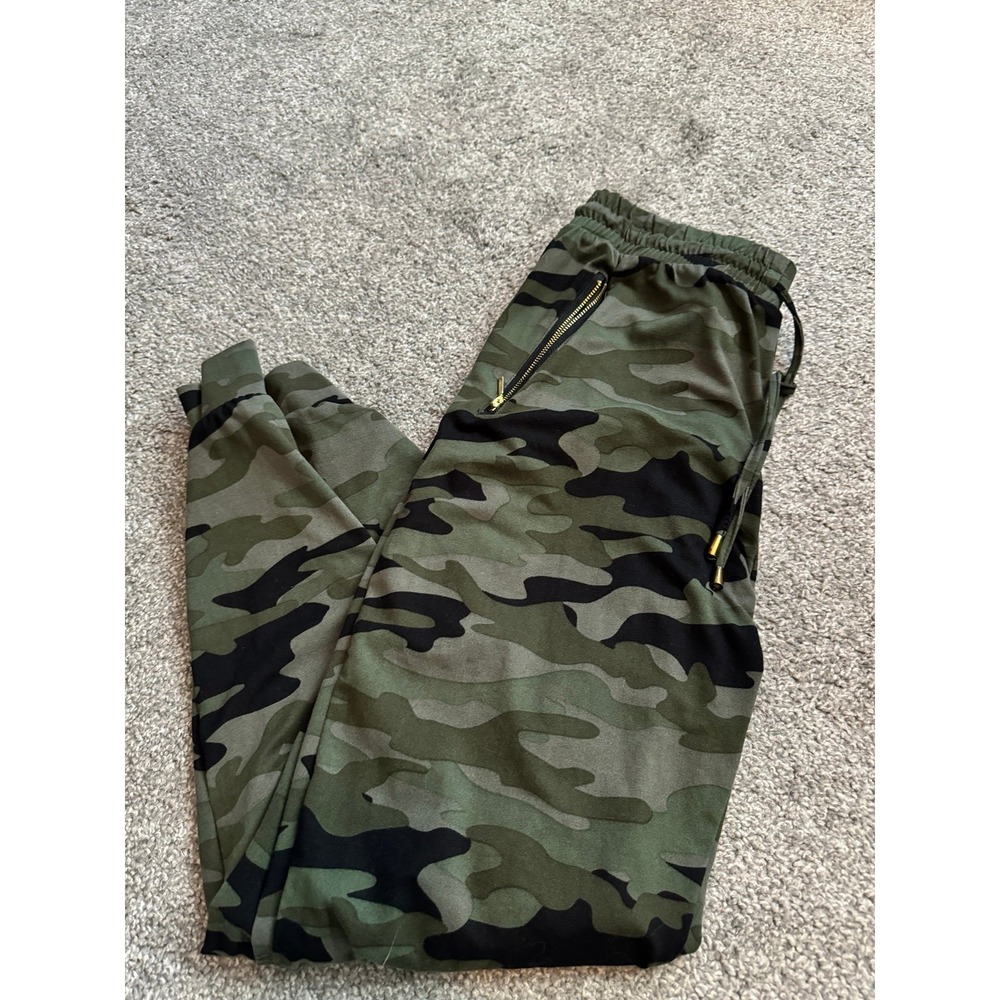 Le Can Camouflage Army Jogger Pants Green Scrunch Booty Medium